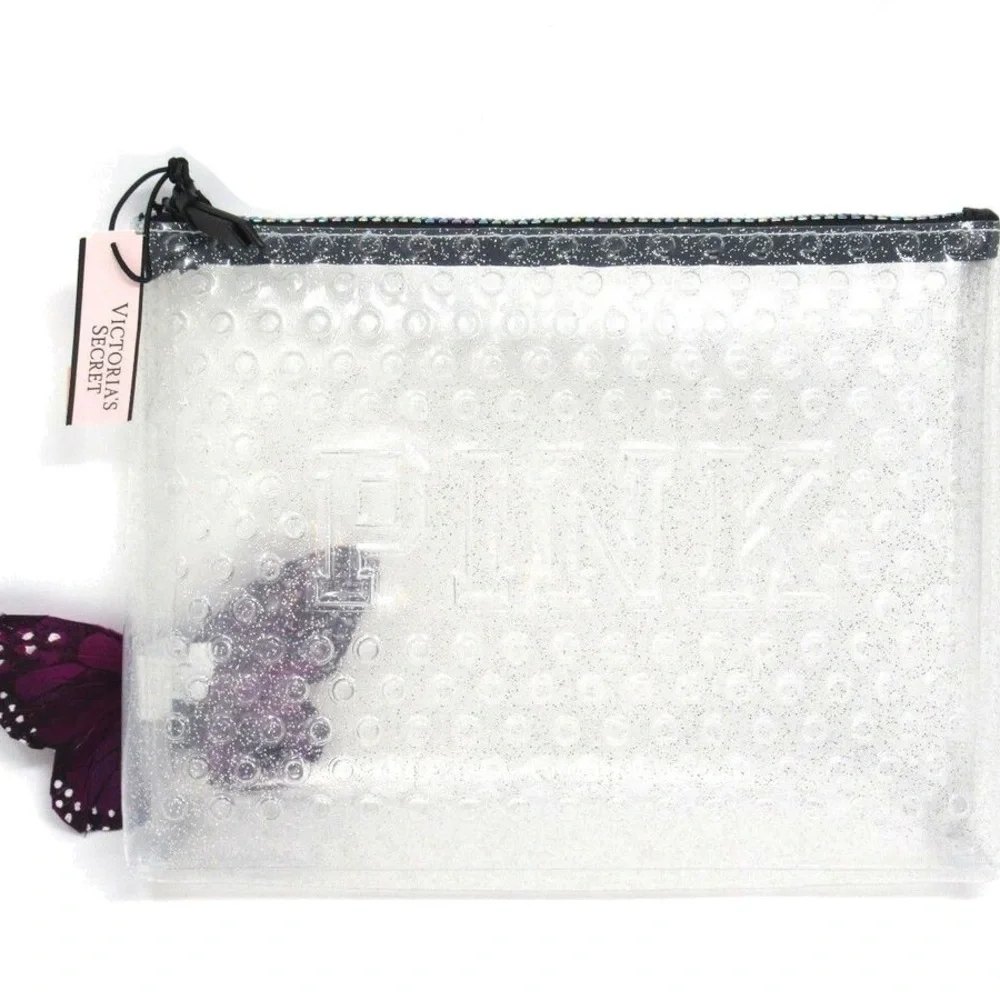 Victoria's Secret PINK Transparent Bubble Pouch Makeup Cosmetic 6063-Clear‎